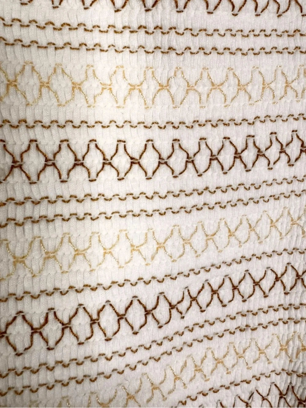 Anthropologie Cotton Embroidered Smocked Peasant Top Blouse Cream Brown Size XS